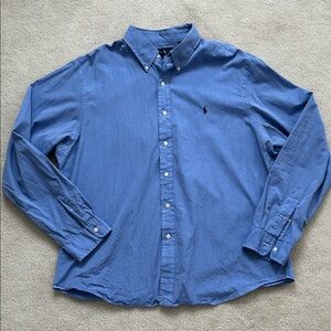 Ralph Lauren Blue Long Sleeve Button-Down Shirt - 100% Cotton Slim fit